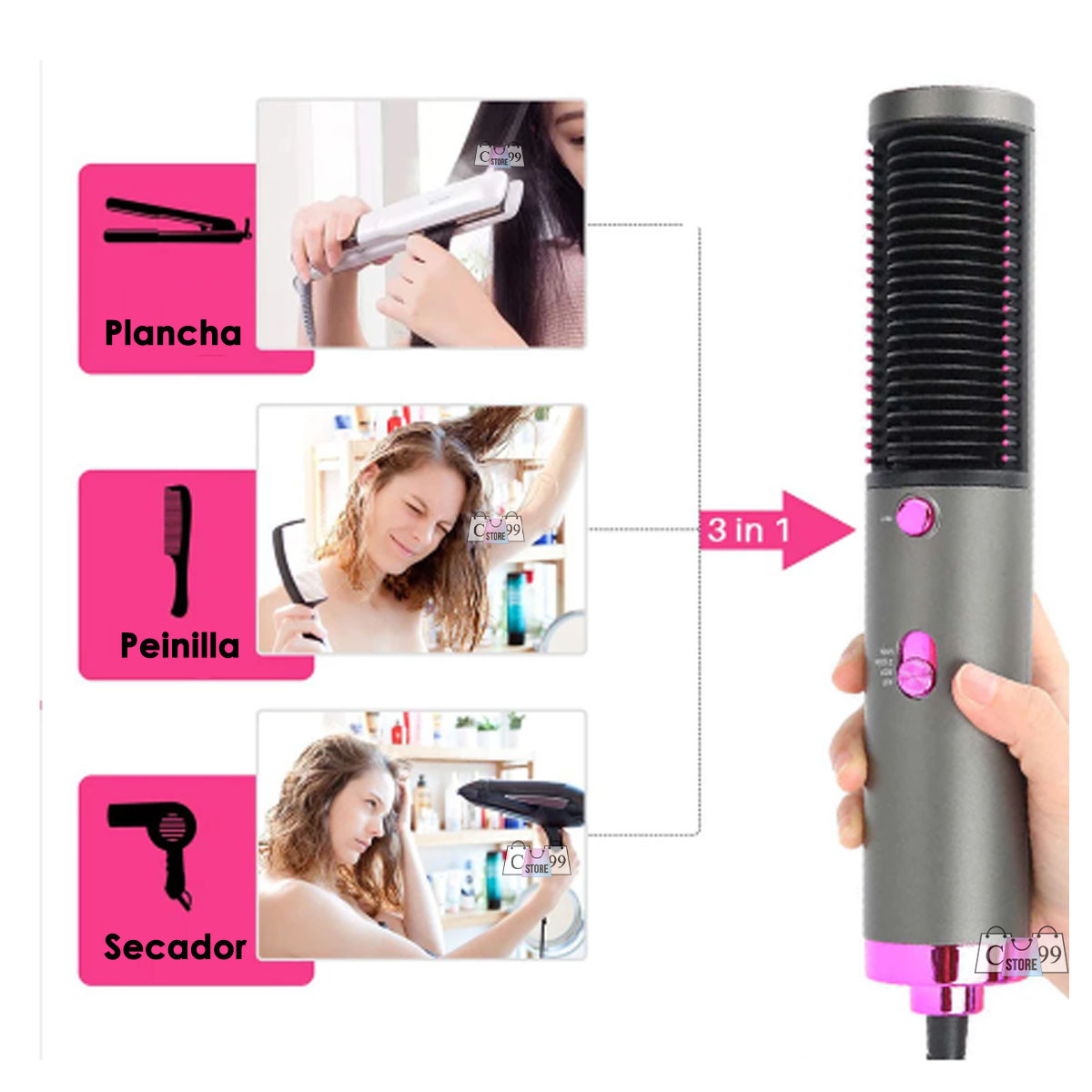 Miniatura 8 de Secador Plancha y Peine de aire caliente